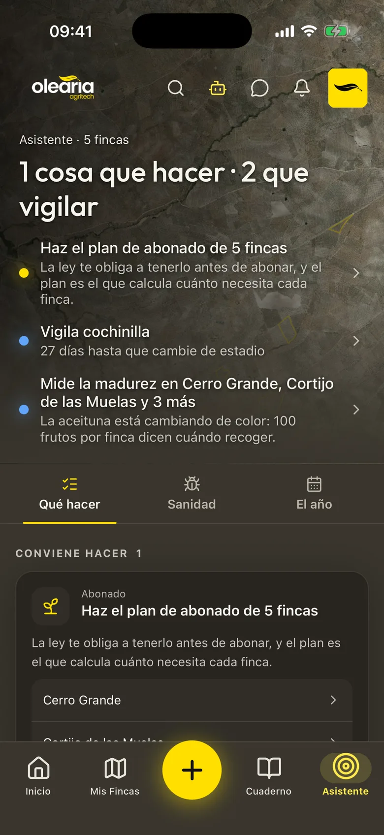 El asistente con lo que conviene hacer hoy en las fincas y lo que hay que vigilar