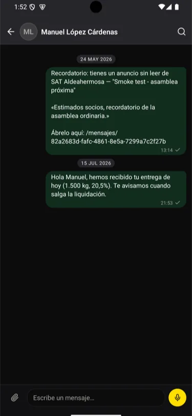 Habla con tu coop, tu asesor o tus socios desde el cuaderno