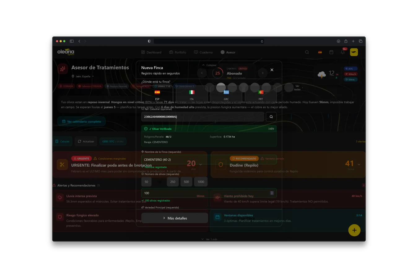 Quick farm registration with cadastre